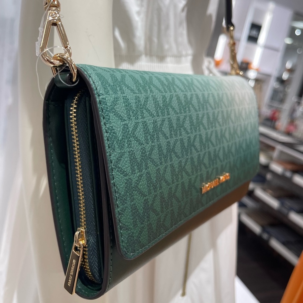 MICHAEL KORS Jet Set Large Ombré Signature Logo ZA Crossbody Bag
Moss Multi 
NWT - Picture 12 of 16